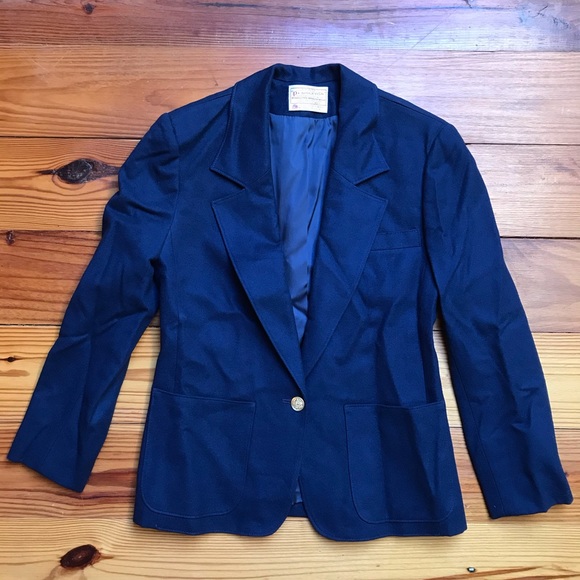 Pendleton Navy Wool Gold Button Blazer, EUC, 0/2 - Picture 3 of 14